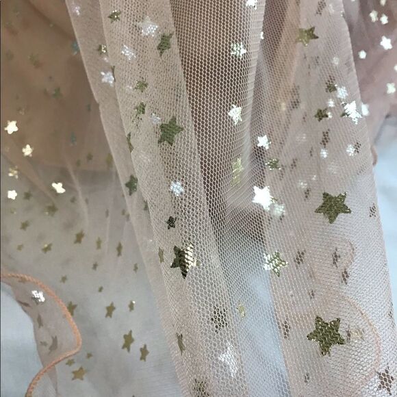 City Studio Fit And Flare Mini Dress Sheer Spaghetti Strap Gold Stars Size 11 - Picture 7 of 13